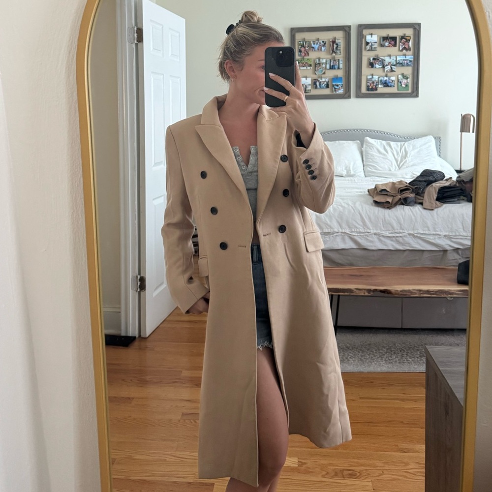 Zara Tan Double-Breasted Coat